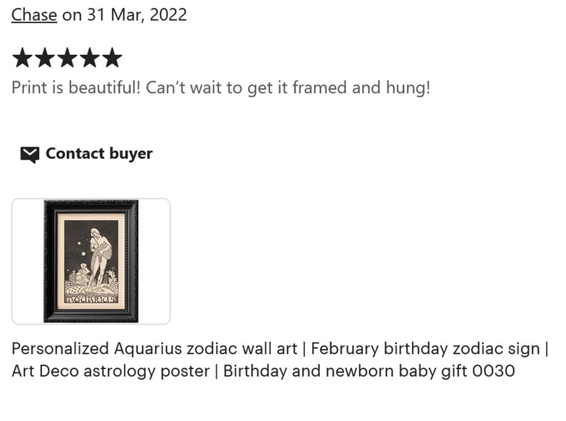 May include: Black and white illustration of the Aquarius zodiac sign, framed in a black frame. The illustration features a woman holding a pitcher of water. The text "Aquarius" is printed below the illustration. The image is labelled "Personalized Aquarius zodiac wall art | February birthday zodiac sign | Art Deco astrology poster | Birthday and newborn baby gift 0030".