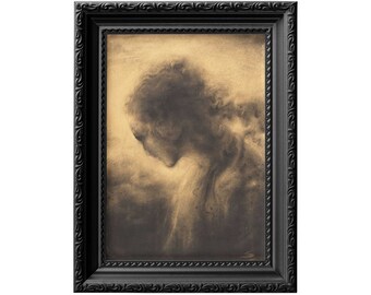 Contemplation - Dessin au crayon hollandais du XIXe siècle sur papier, reproduction d'impression sans cadre, décoration de chambre indépendante art psychédélique 0108