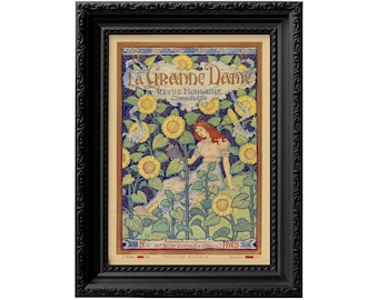 Art Nouveau Sunflower Print: Eugène Grasset "La Grande Dame" Reproduction