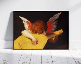 Petit chérubin jouant du luth, fragment d'un retable du XVIe siècle plus grand mais maintenant démembré et perdu par Rosso Fiorentino 0120