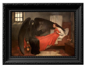 La mort et la jeune fille d'une peintre autrichienne Marianne Stokes, reproduction de peinture à l'huile symbolique Art nouveau.  Art mural gothique 0148