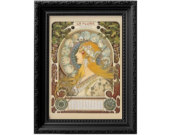 Alphonse Mucha Art Nouveau Print: Zodiaque Woman, Celestial Decor
