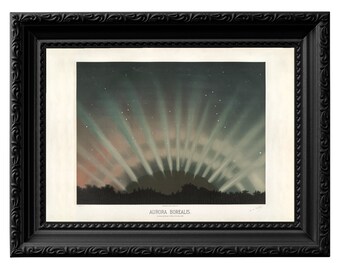 Aurora Borealis Print: Trouvelot Astronomical Drawing, Northern Lights Celestial Decor