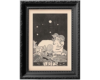 Cadeau personnalisé Bélier, impression signe du zodiaque, affiche d'astrologie d'anniversaire d'avril, impression Art déco, cadeau d'anniversaire et de nouveau-né 0020