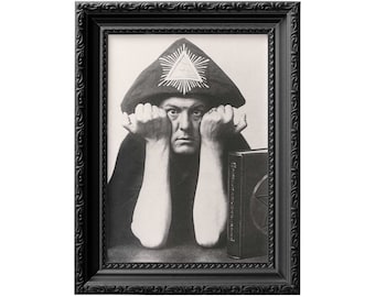 Aleister Crowley, controversial English occultist and magician, once considered "The wickedest man in the world" Reproduction portrait print