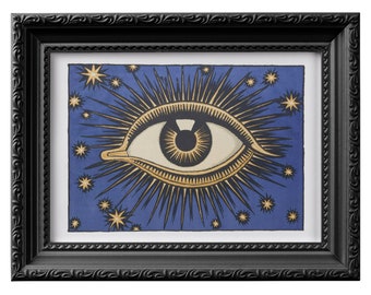 Art nouveau Evil Eye vintage exhibition poster print, celestial eye boho wall decor, esoteric housewarming gift 0084