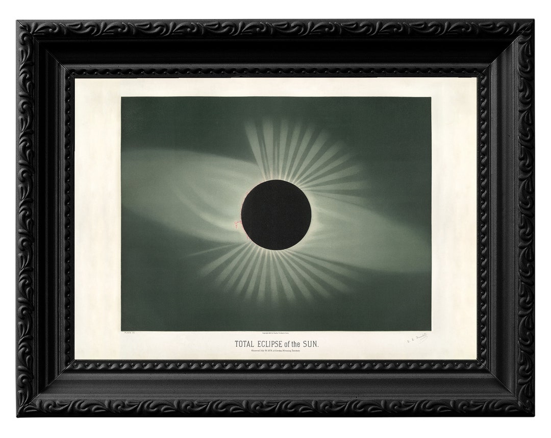 Impression vintage de l'éclipse totale de soleil art de l