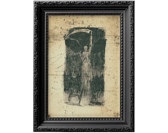 La faucheuse avec des ailes de chauve-souris, un sablier et une faux. Impression poster mort 0056