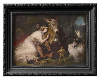 Titania and Bottom by Edwin Landseer, Scene from William Shakespeare's play "A Midsummer Night's Dream". Unframed reproduction print 0116