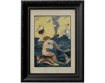 Mermaid Print: 1911 Ocean Liner Illustration, Vintage Style Art