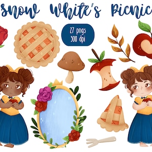 snow White Clipart | Magic clipart, fairy tale clipart, apple orchard clipart | Commercial use clipart, GoodNotes stickers, PNG