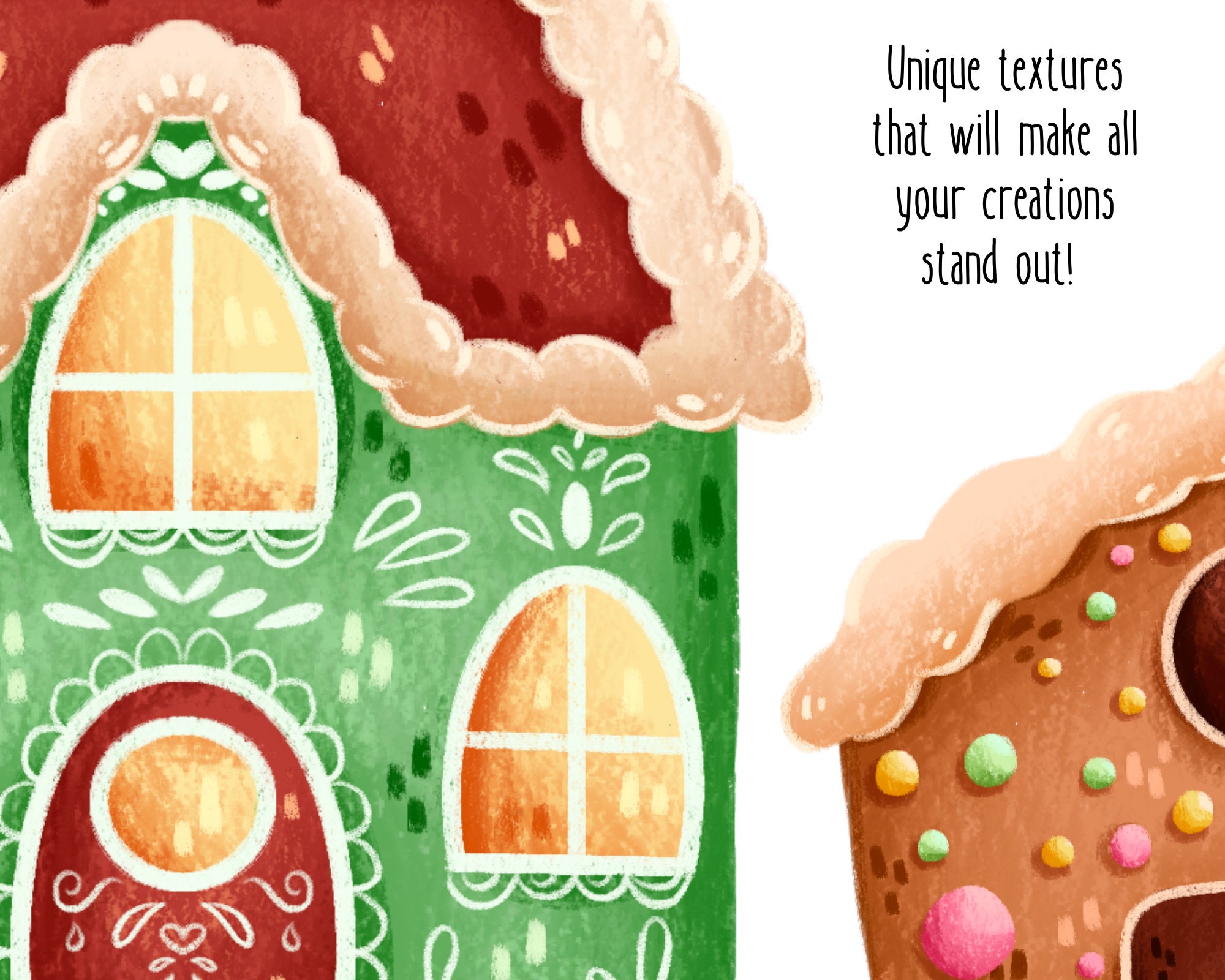 Gingerbread House Clipart, Folk Clipart, Goodnotes Digital Stickers ...