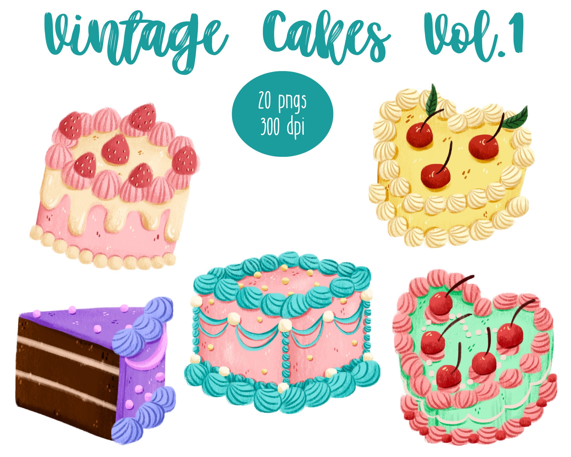 vintage birthday cake clipart