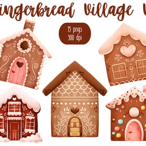 Gingerbread House Clipart, Folk clipart, GoodNotes digital stickers, Christmas Twitch emotes, Festive printable stickers