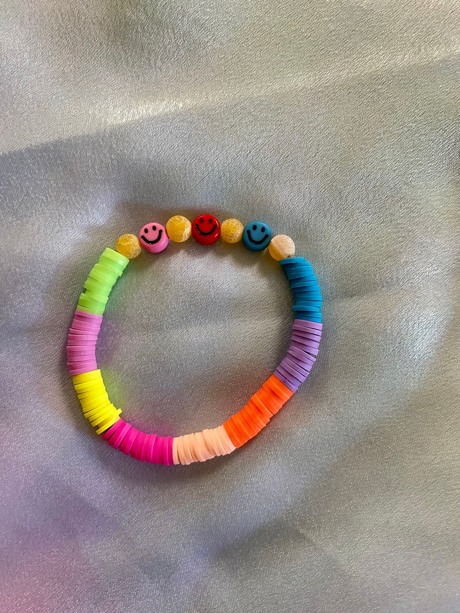 Y2K Handmade Beaded Smiley Bracelet Etsy