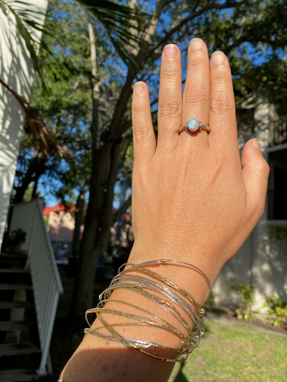 Stackable Sterling Silver Moonstone Gemstone Ring… - image 2