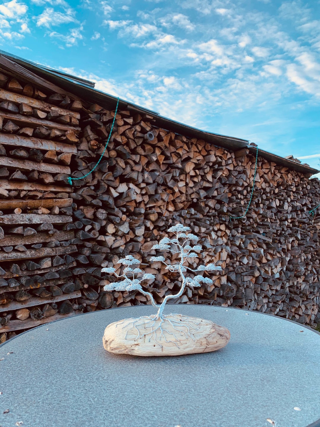Drahtbaum Wiretree Bonsai Lebensbaum Einzelstück Silber