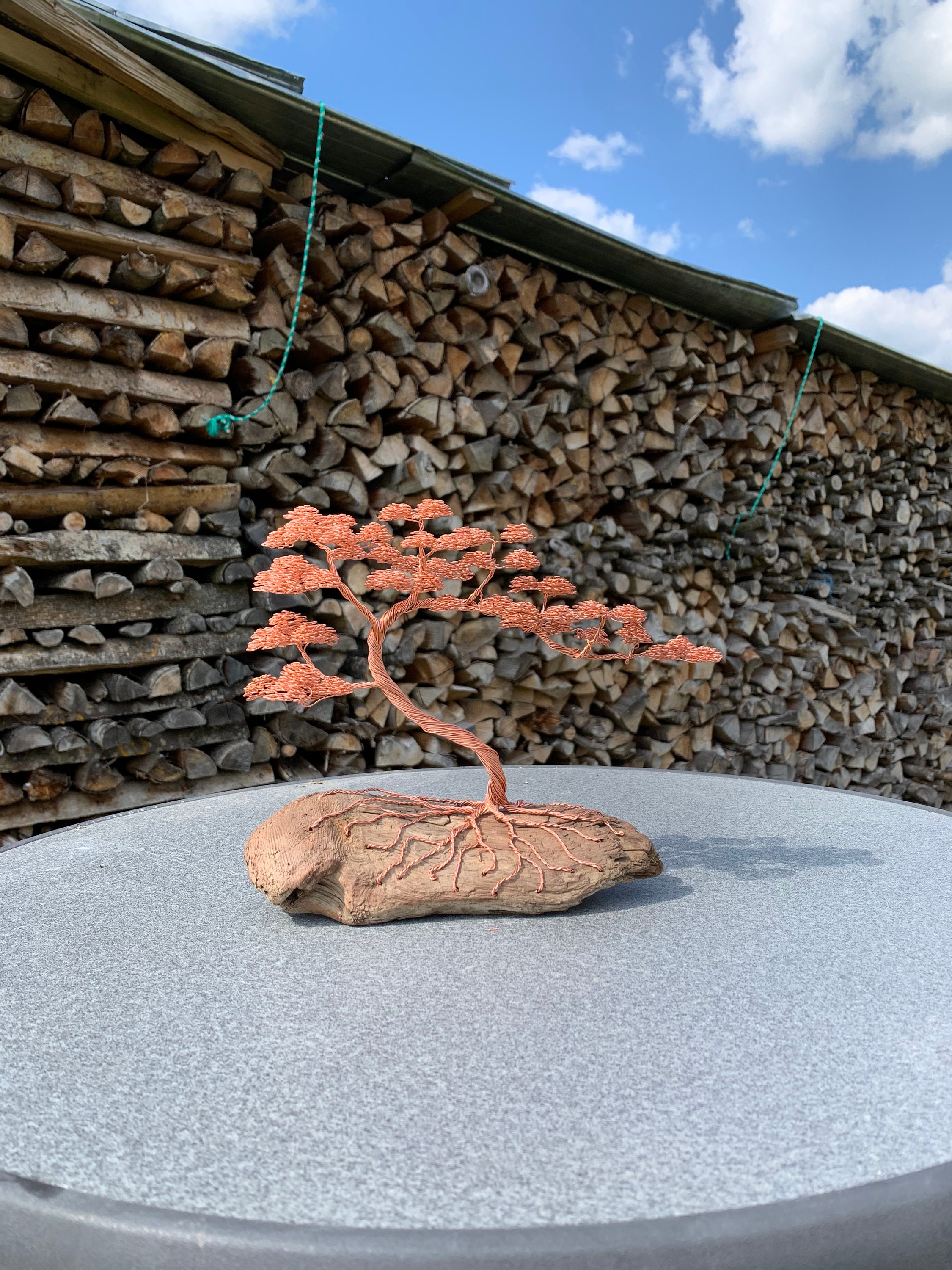 Drahtbaum Bonsai Wiretree Lebensbaum Einzelstück Kupfer Schwarz Silber