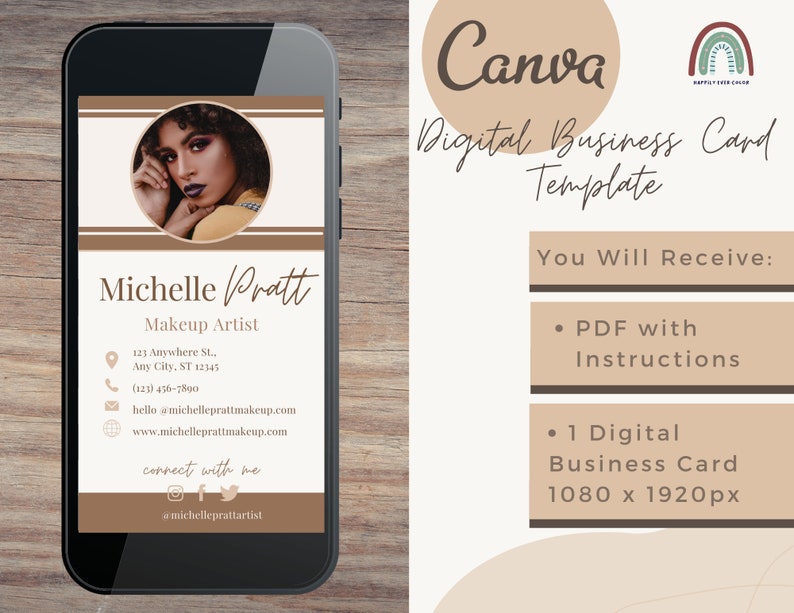 Business Card Design Canva Template Digital Card, Neutral, Unique