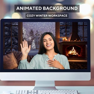 Cozy Winter Zoom Background | Animated Background with Snow and Fireplace for Video Calls