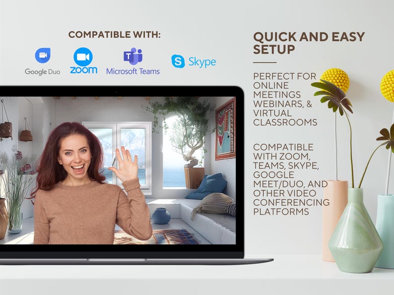 Whimsical Beach Animated Background Zoom Background, Meeting