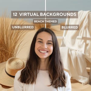 Beach Lounge | Virtual Background 12-Pack, Blurred & Unblurred Images, Zoom Background, Meeting Background