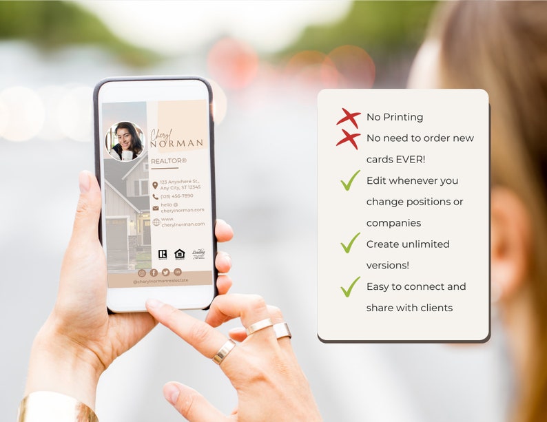 Digital Business Card Canva Template Beige Tones Realtor, Real Estate