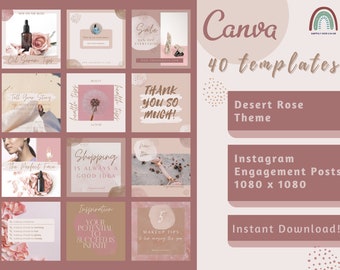 IG Template for Canva | Instagram 40 Editable Social Media Posts, Instagram Post Template, Brand Kit, Coach, Blogger, Influencer