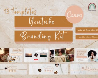 Marble YouTube Channel Kit: Canva Templates, Intro, Outro (Digital Download)