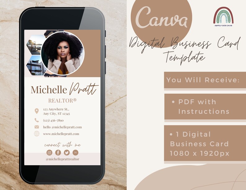 Digital Business Card Canva Template Unique Business Card Etsy