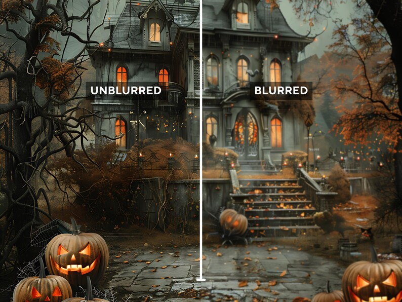 Haunted House Exterior Halloween Team Backgrounds, Zoom Background, Blurred & Unblurred Etsy