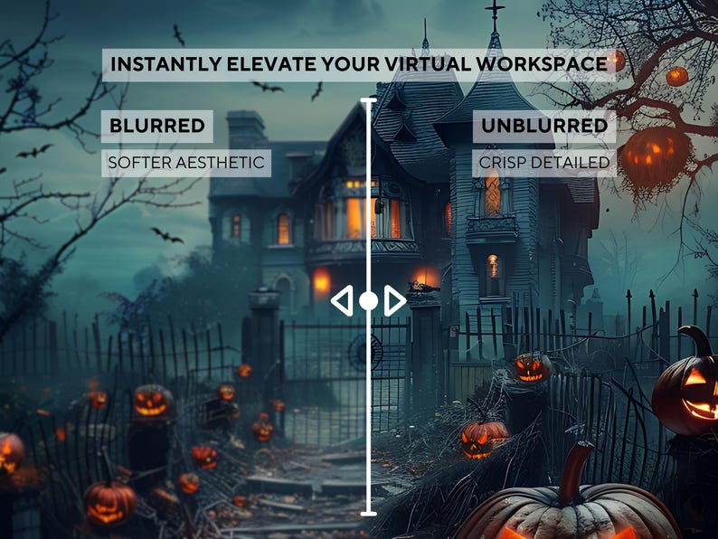 Haunted House Exterior Halloween Team Backgrounds, Zoom Background, Blurred & Unblurred Etsy