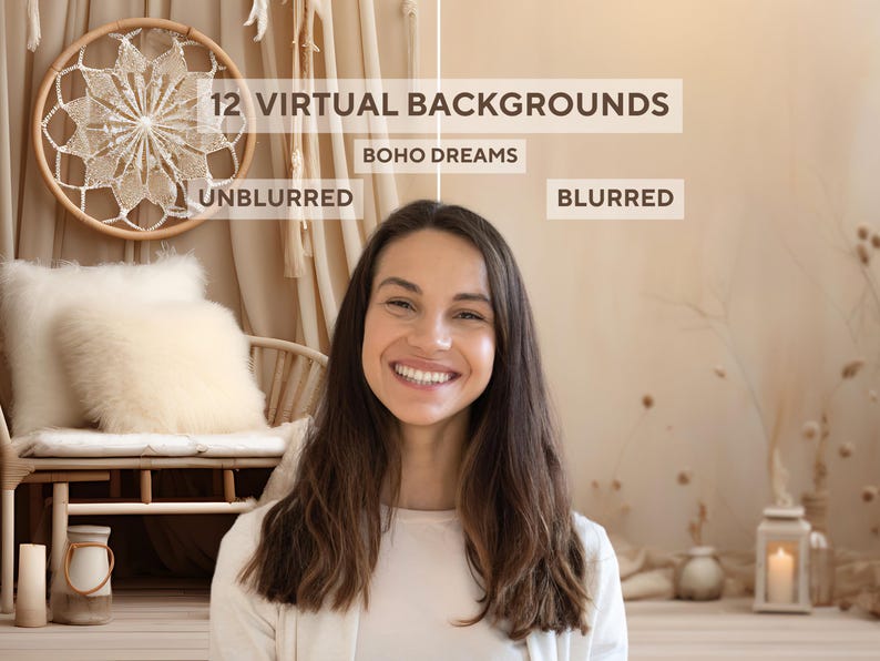Boho Interior Virtual Backgrounds: Modern Workspace (digital Download ...