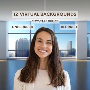Cityscape Office | Virtual Background 12-Pack, Blurred & Unblurred Images, Zoom Background, Meeting Background
