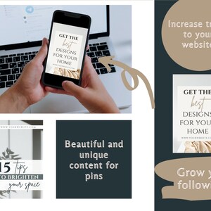 Pinterest Template for Canva Editable Pinterest Pin Templates, Pinterest Blogger Templates, Pinterest Marketing, Pin Design, Minimalist image 4