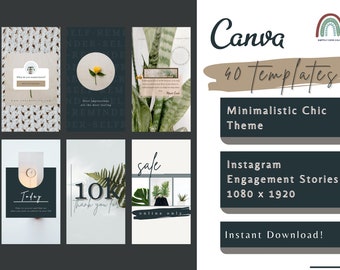 Instagram Stories | 40 Engagement Instagram Canva Templates, Editable Social Media Stories, Minimalist Instagram Story Template, Coach