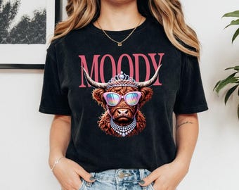 Comfort Colors tshirt, Moody Highland Cow, Glam Sassy Farm Animal Tee, Western Aesthetic, Cute Funny Cow Lover Gift, Vintage Style
