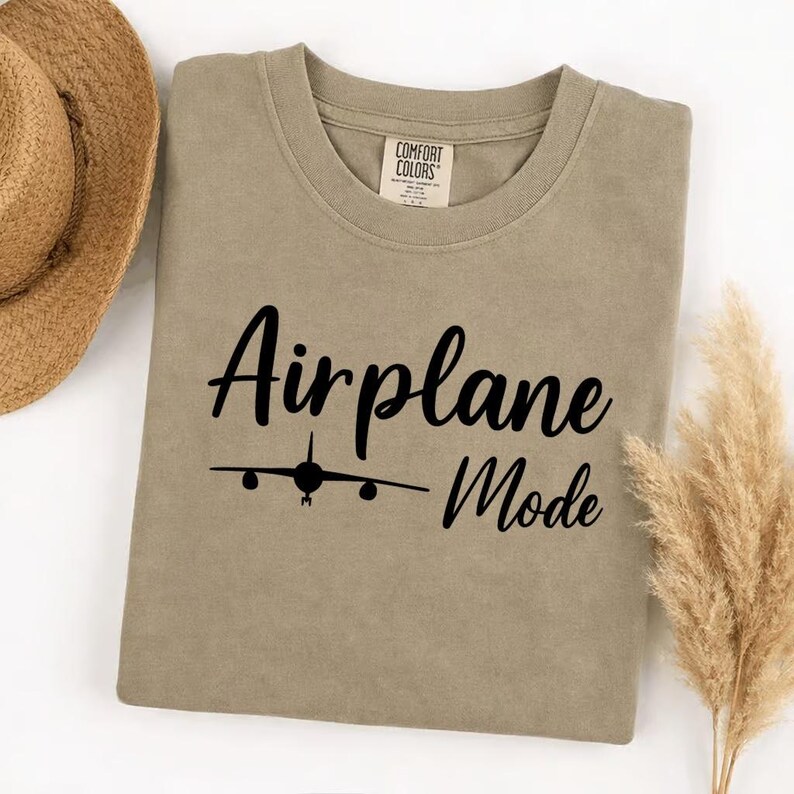 Comfort Colors Airplane Mode T-Shirt, Unique Travel Vacation Tee, Airport Outfit, Wanderlust Adventure Shirt, Plane Lover Gift, Holiday Trip image 5