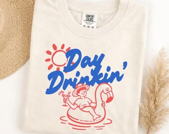 Comfort Colors tshirt, Day Drinkin' Shirt, Summer Vacation Tee, Beach Trip Outfit, Funny Drinking Gift, Pool Party Apparel, Lake Life Top