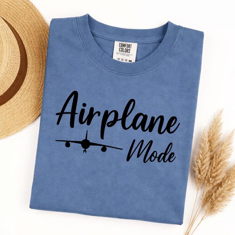 Comfort Colors Airplane Mode T-Shirt, Unique Travel Vacation Tee, Airport Outfit, Wanderlust Adventure Shirt, Plane Lover Gift, Holiday Trip image 4