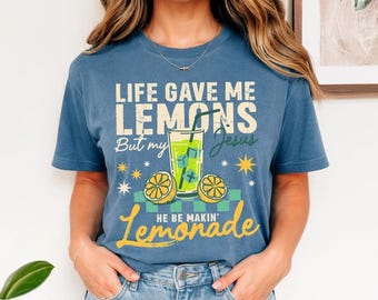 Comfort Colors Life Gave Me Lemons T-Shirt, Jesus Makin Lemonade Tee, Christian Faith Apparel, God's Got My Back, Cute Graphic Gift