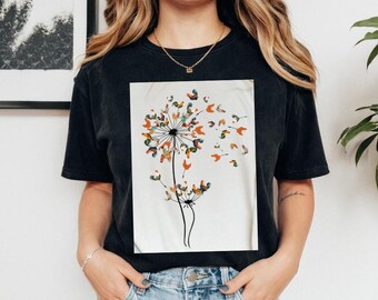 Comfort Colors Dandelion Chicken Tee, Funny Flower Farm Shirt, Chicken Mom Lover Gift, Women's Farmer Gardening Apparel
