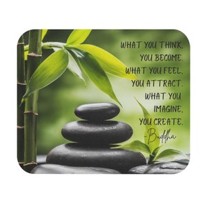 Mouse Pad de manifestação, O que você pensa que se torna, Citação sobre a vida, Mouse Pad inspirador, Citação de Buda, Presentes para ela, Mindfuln