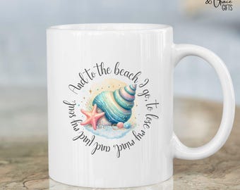 To The Beach I Go Tasse, Muschel-Grafik