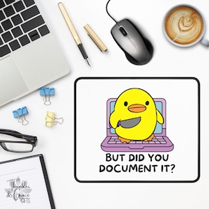 But Did You Document It - Mousepad, Kawaii Duck Holding A Knife Graphic