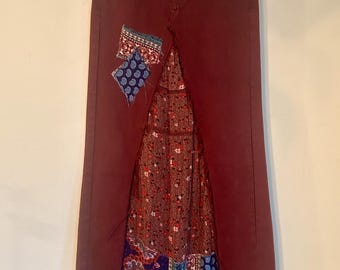 Upcycled patched in paisley boho gypsy maxi skirt