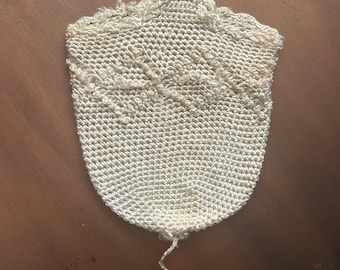 Antique crocheted reticule mini satchel late 1800s to early 1900s