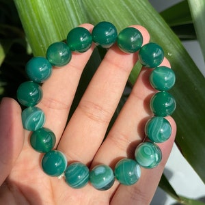 Dainty Green Onyx Stretch Bracelet, Beaded Gemstone Stacking Elastic Jewellery