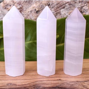Mangano Pink Calcite prism tower, UV Reactive, Obelisk Crystal point, Crystal Gemstone, Decoration gift, healing stone, High Quality