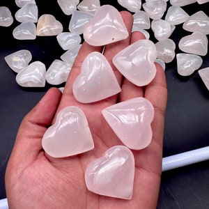 Mangano Pink Calcite Hearts Rocks, Mango Calcite Pocket Stone , Crystal Tumble Rocks, High Quality, UVA GLOW!